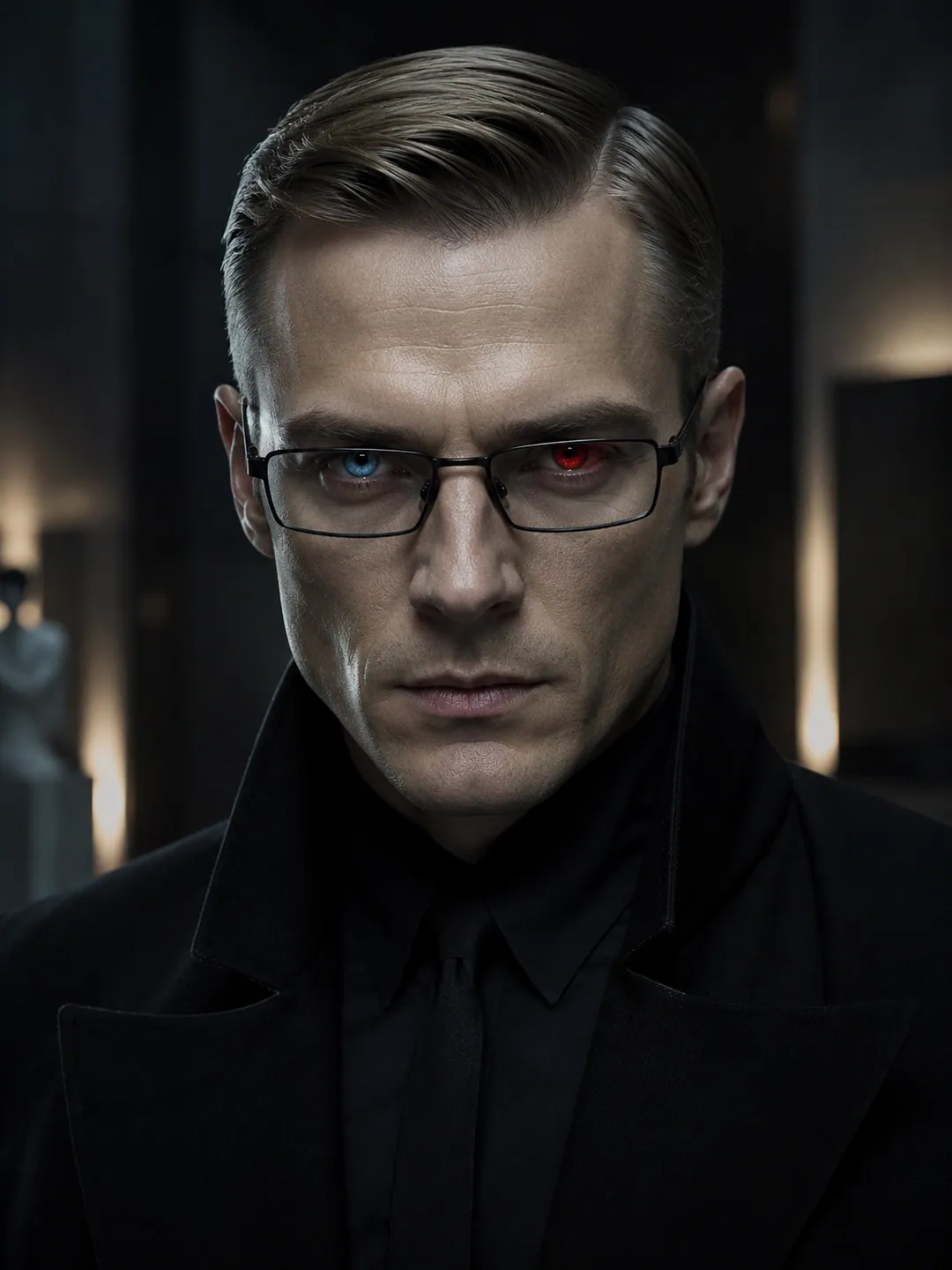 Thrad close-up: a cold, bespectacled antagonist