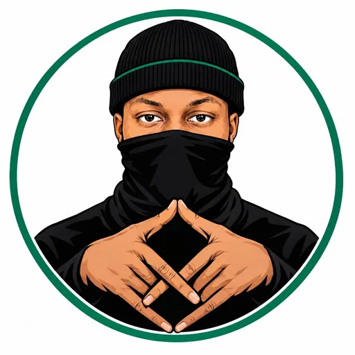 Illustrated avatar of Olorunfemi Devor making the diamond hand sign, inside an emerald ring