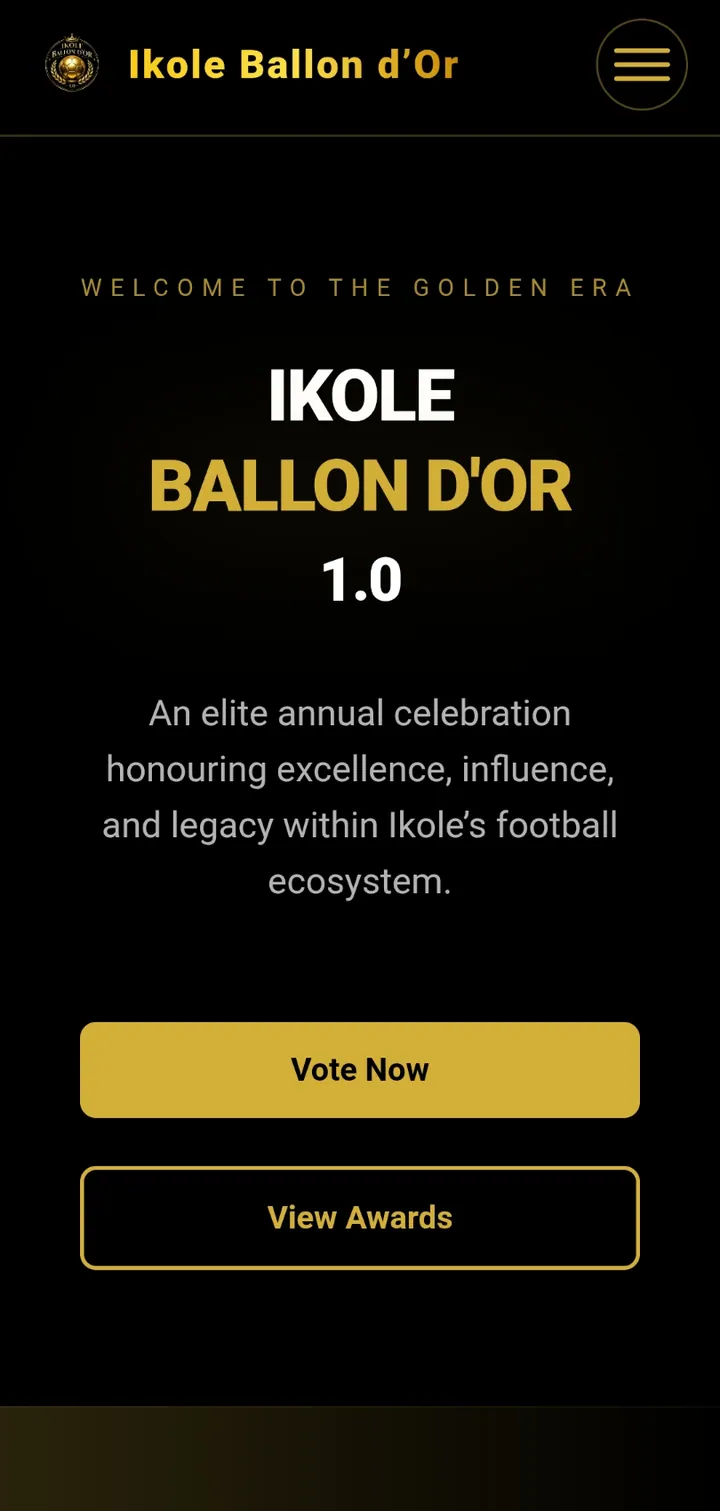 Ikole Ballon d'Or on a phone: the home page