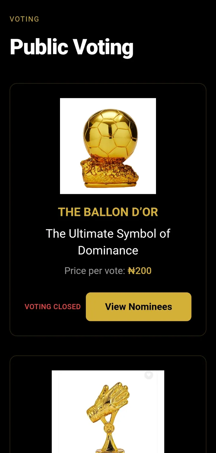 Public voting: nominees for the Ballon d'Or and Yashin trophy